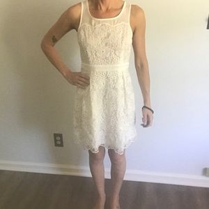 White embroidered flower dress, size small